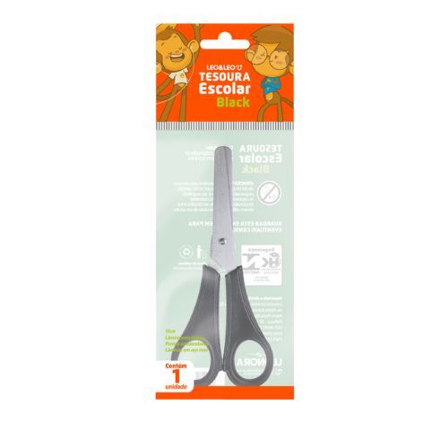 Tesoura Escolar Preta Leo & Leo