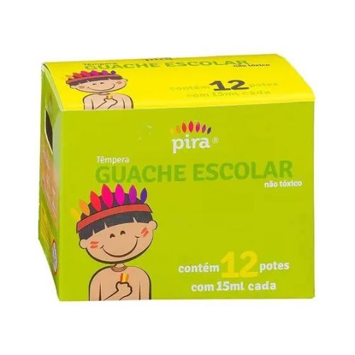 Tinta Guache Caixa com 12 Cores 15ML Piratininga
