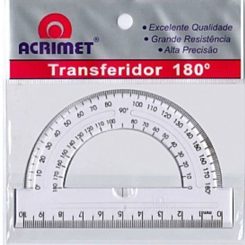Transferidor Escolar Resistente 180 Graus Acrimet