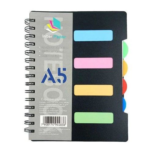 Caderno A5 com Divisorias Interpaper