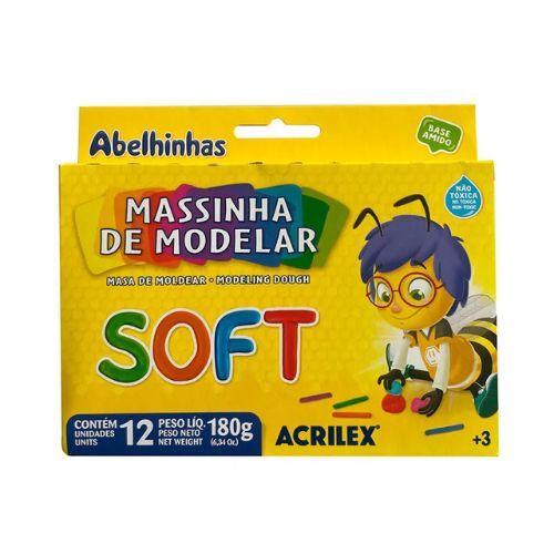 Massa De Modelar Soft com 12 Cores Acrilex
