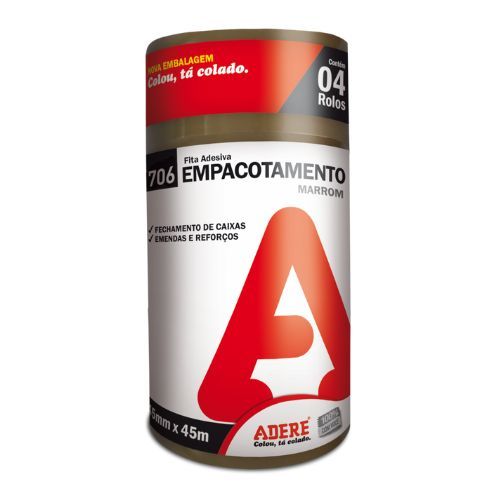 Fita Pvc Empacotamento 45MMX40M Marrom 706 Pacote com 4 Unidades Adere