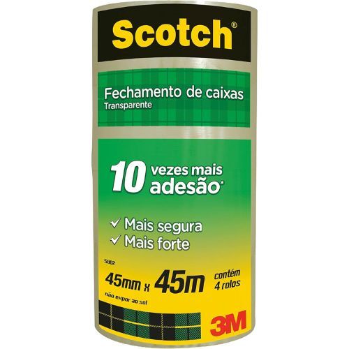 Fita Pvc 45MMX45M Transparente Scotch 5802 Pacote com 4 3M