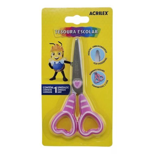 Tesoura Escolar Coracao Acrilex