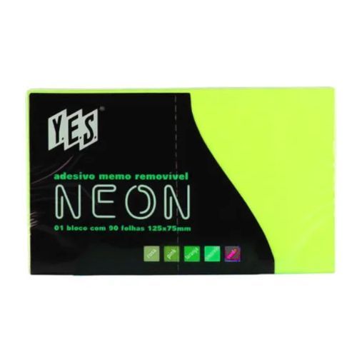 Bloco Memo Adesivo Neon Remomivel 125x75MM Yes