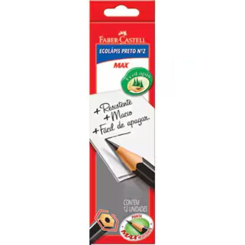 Ecolapis Grafite Max 1205 Preto Sextavado Caixa com 12 Unidades Faber Castell