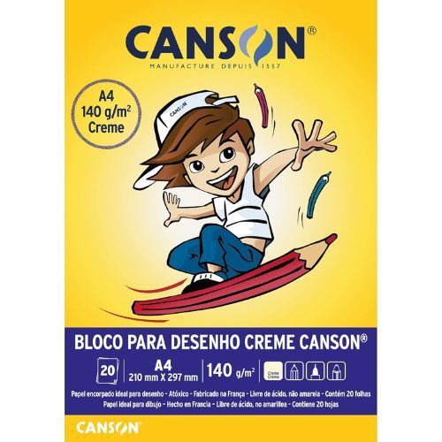 Bloco de Desenho Creme A4 140Gr 20Folhas Canson