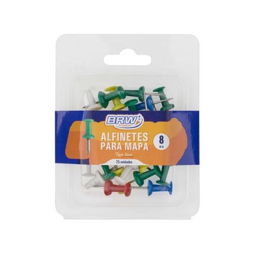 Alfinete para Mapa 8MM Modelo Taa com 25 Unidades Brw