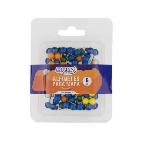 Alfinete para Mapa 6Mm Modelo Bola com 50 Unidades Brw