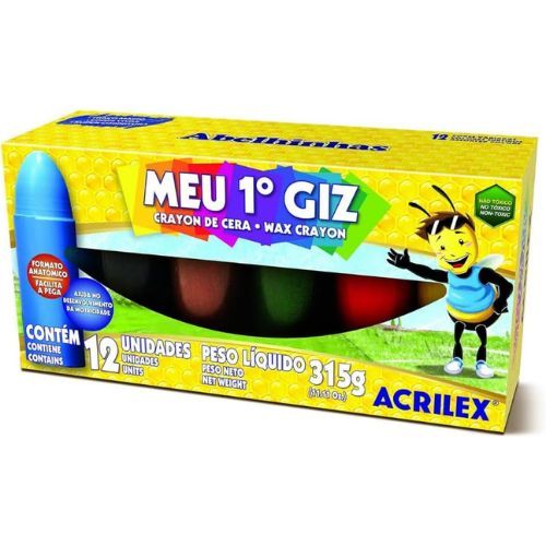 Meu Primeiro Giz de Cera com 12 Cores Acrilex