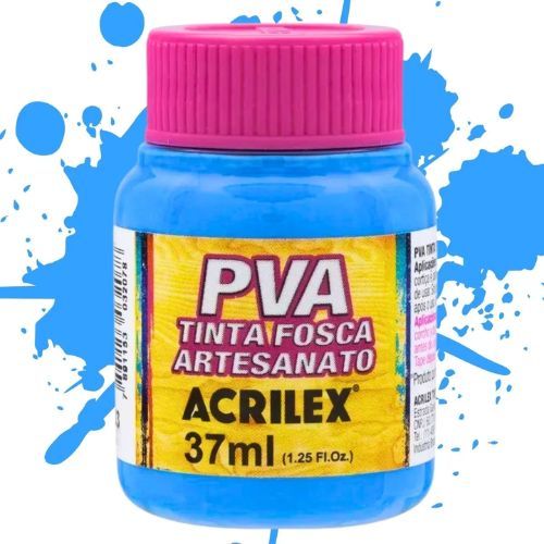 Tinta PVA Fosca para Artesanato 37ml cod 503 Azul Celeste Acrilex