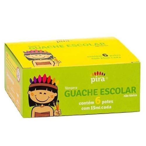 Tinta Guache Caixa com 6 Cores 15ML Piratininga