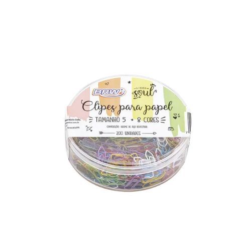 Clips para Papel 5 Colorido com 200 Unidades Brw