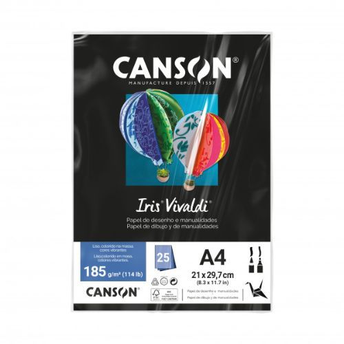 Papel Iris Vivaldi A4 Preto 185G Pacote com 25Folhas Canson