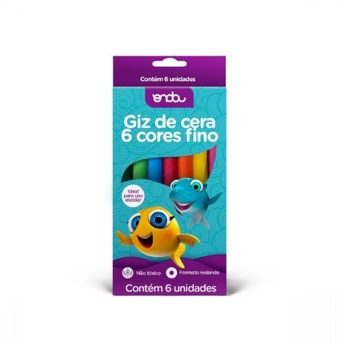 Giz de Cera 6 Cores Fino Onda