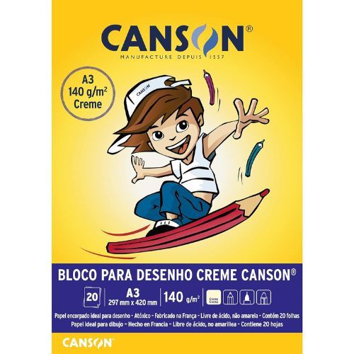 Bloco de Desenho Creme A3 140Gr com 20Folhas Canson