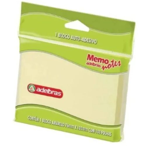 Memo Note Amarelo 76x102MM com 100Fls Adelbras
