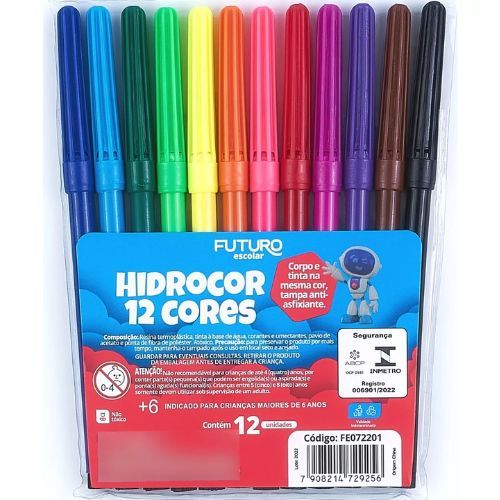 Canetinha Hidrografica 12 Cores Lavavel Futuro