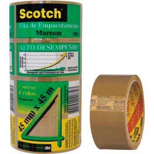 Fita Pvc 45MMX45M Marrom Scotch Pacote com 4 Unidades 3M