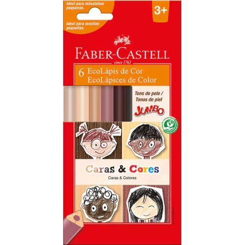 Ecolapis de Cor Jumbo Caras & Cores com 6 Tons de Pele Faber Castell
