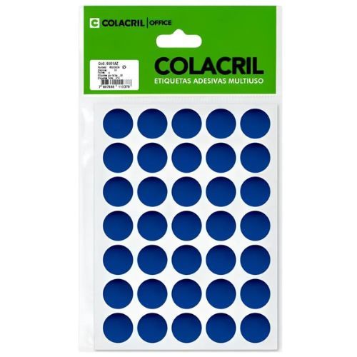 Etiqueta 6001AZ Redonda 19MM Azul com 35 Etiquetas 6 Folhas Colacril