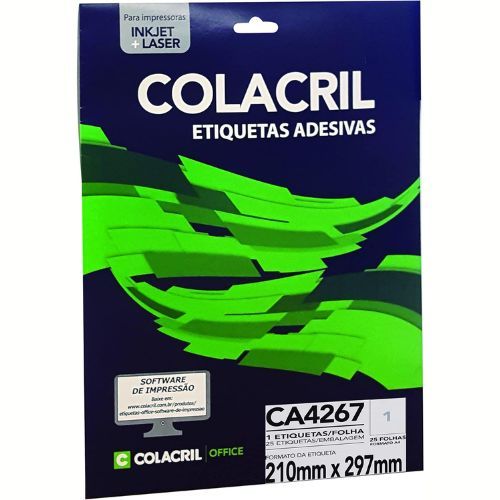 Etiqueta CA 4267 Folha com 1 Etiquetas 210MMX297MM 25 Folhas Colacril
