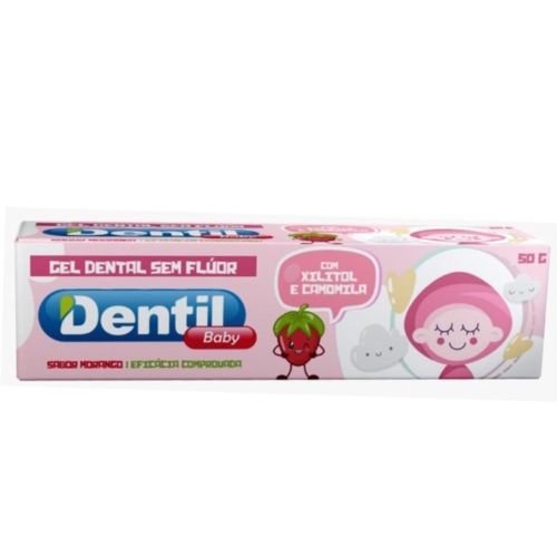 Creme Dental Morango sem Fluor com Xilitol Camomila 50G Dentil Baby