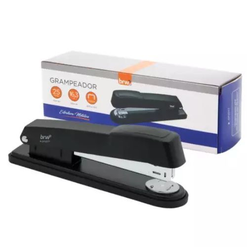 Grampeador de Metal Medio 25Fls Base de 20Cm Preto Brw