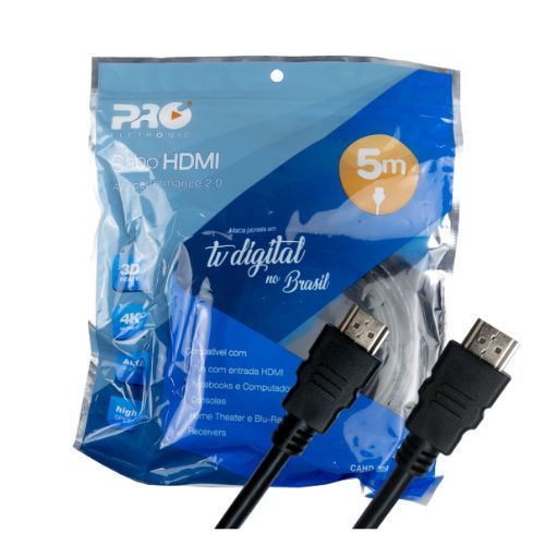 Cabo Hdmi 2.0 4K Ultra Hd 5M Pro Eletronic