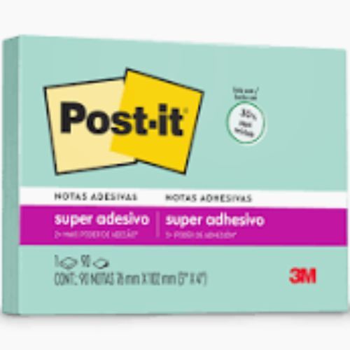 Notas Adesivas Post-it 76x102MM com 90F Menta Recicl 3M