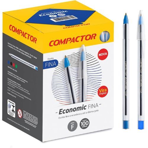 Caneta Esf 0.7 Economic Fina Azul Caixa com 100 Compactor