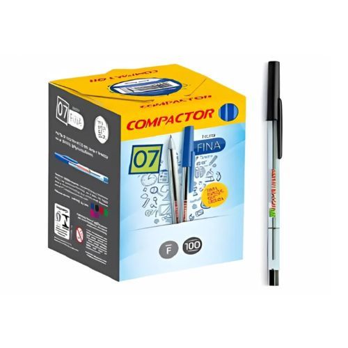 Caneta Esf 0.7 Economic Fina Preta Caixa com 100 Compactor