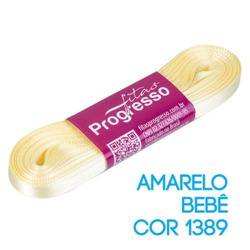 Fita de Cetim Cf003 15mmx10m 1389 Amarelo Bebe Progresso