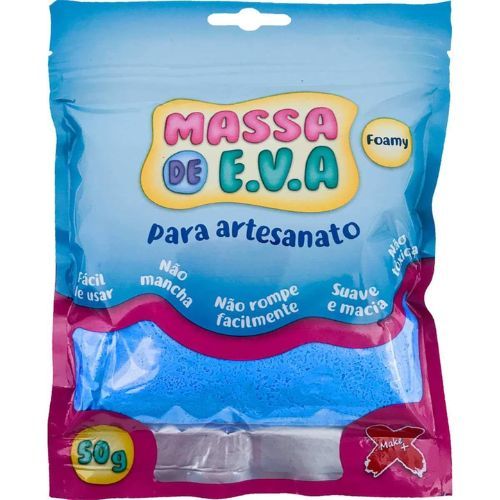 Massa de Eva Para Artesanato Azul Claro 50G Make +