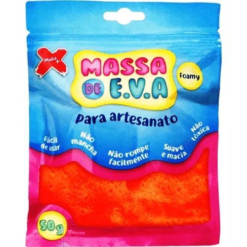 Massa de Eva Para Artesanato Laranja 50G Make +