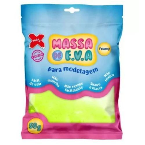 Massa de Eva Para Artesanato Amarelo Limao 50G Make +
