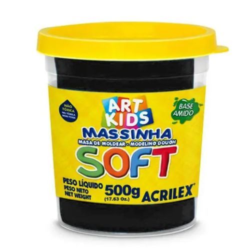Massa de Modelar Soft 500G Preto Cod 520 Acrilex