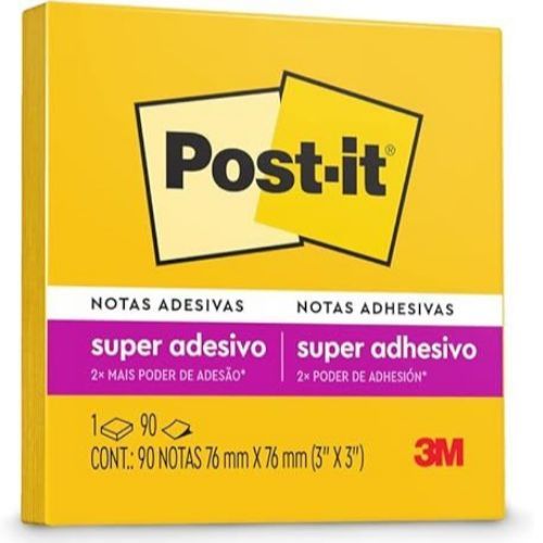 Notas Adesivas Post-it 76x76MM com 90Fls Amarelo Sol 3M