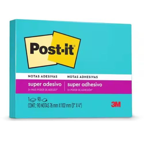 Notas Adesivas Post-it 76x102MM com 90F Azul Eletric 3M