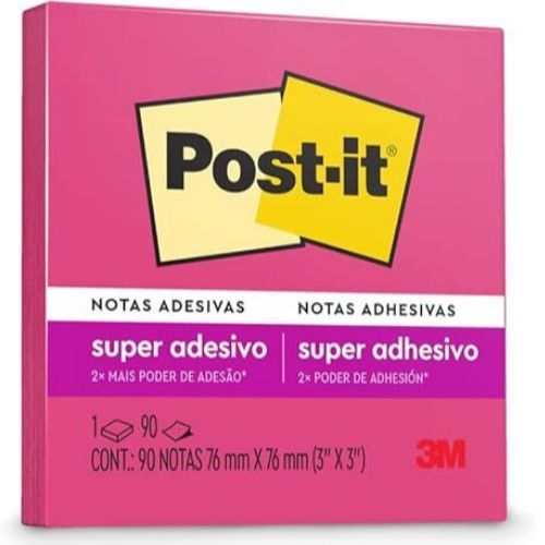 Notas Adesivas Post-it 76x102MM com 90F Rosa Neon 3M
