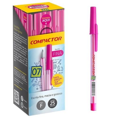 Caneta Esf 0.7 Pink Caixa com 25 Compactor
