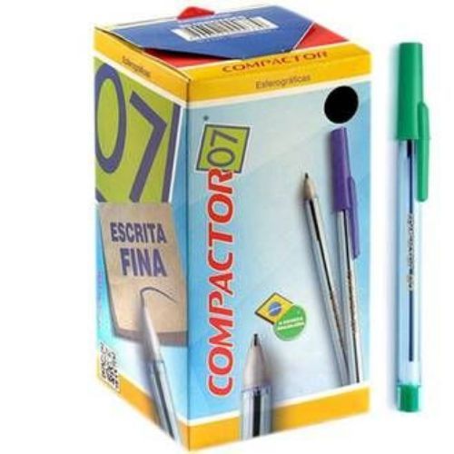 Caneta Esf 0.7 Verde Caixa com 100 Compactor