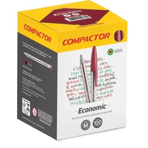 Caneta Esf 1.0 Economic Vermelha Caixa com 100 Compactor