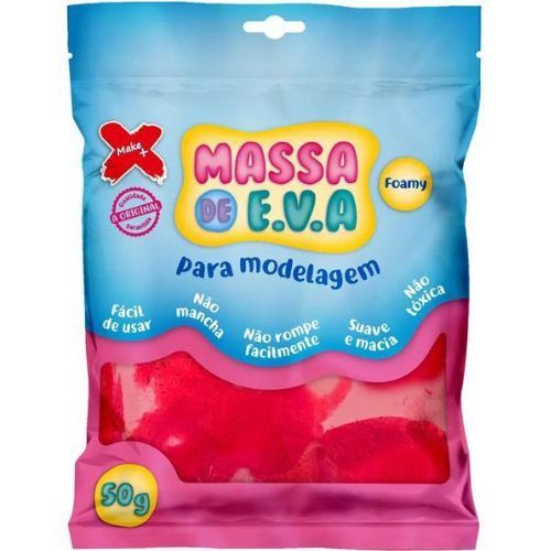 Massa de Eva Para Artesanato Vermleho 50G Make +