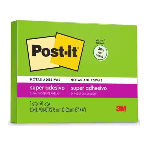 Notas Adesivas Post-it 76x102MM com 90F Verde Limeade 3M
