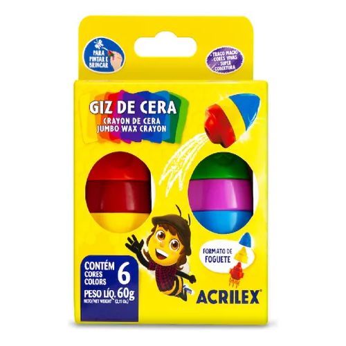 Giz de Cera Foguete 6 Cores Acrilex