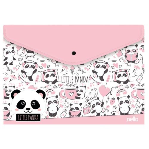 Pasta Envelope com Botao A4 Panda Rosa Dello