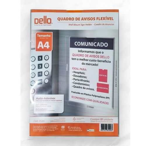 Quadro de Avisos Rigido A4 Cristal Dello