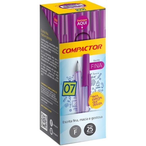 Caneta Esf 0.7 Violeta Caixa com 25 Unidades Compactor