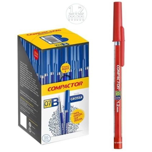 Caneta Esf 0.7b 1.2mm Vermelha Caixa com 50 Unidades Compactor
